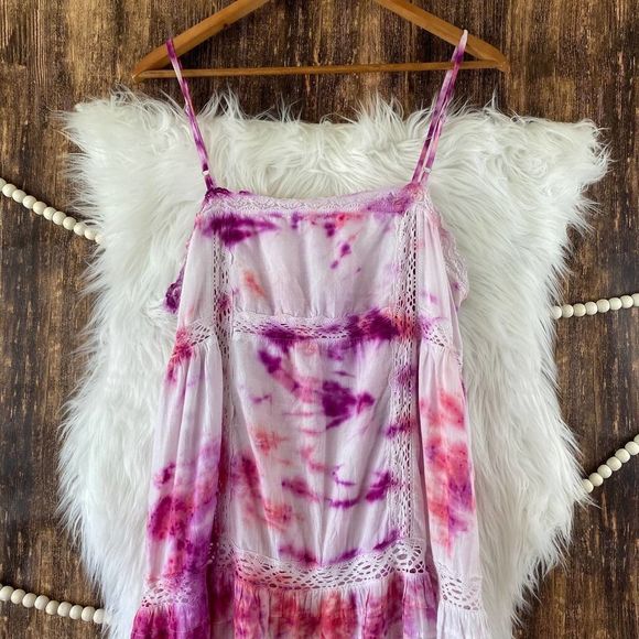 Free People | Tie Dye Eyelet Maxi Dress Large - Picture 5 of 6